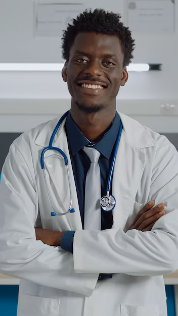 Doctor caring for a patient at Triumphal Hospital and Maternity Nigeria