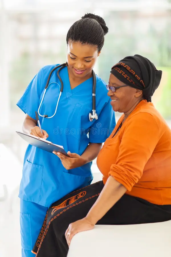 Expectant mother receiving maternity care